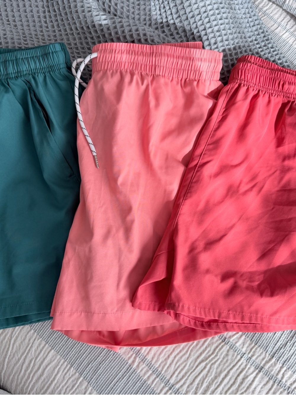 Men's Athletic Shorts - Teal, Light Pink & Coral - Unbranded
